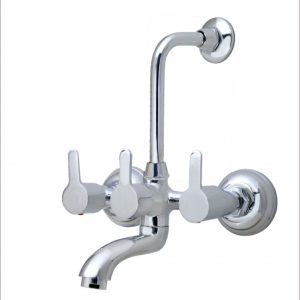 Aura Wall Mixer with provision for Overhead Shower with Bend Pipe & Wall Flange
