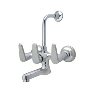 Fiesta Wall Mixer with Provision for Overhead Shower with Bend Pipe and Wall Flange