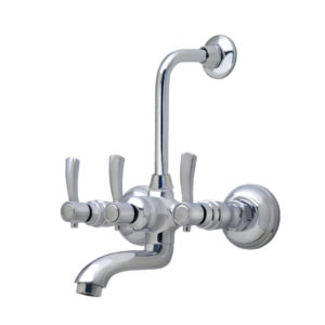 Jazz Wall Mixer with Provision for Overhead Shower with Bend Pipe and Wall Flange Light