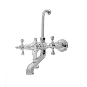 Volga Wall Mixer 3 in 1 With Provision for Telephonic & Overhead Shower With Wall Flange